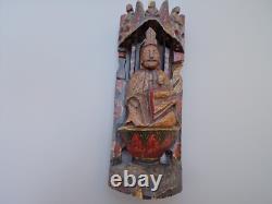 Statue Statuette religieuse tres ancienne en bois peint Vierge et l enfant