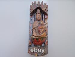 Statue Statuette religieuse tres ancienne en bois peint Vierge et l enfant