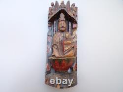 Statue Statuette religieuse tres ancienne en bois peint Vierge et l enfant