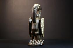 Statue africaine bois sénoufo oiseau fertilité sculpture ancienne art