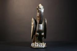 Statue africaine bois sénoufo oiseau fertilité sculpture ancienne art
