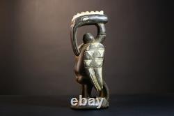 Statue africaine bois sénoufo oiseau fertilité sculpture ancienne art