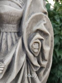 Statue ancienne Vierge à l'Enfant plâtre / pierre reconstituée 70 cm