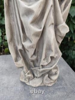 Statue ancienne Vierge à l'Enfant plâtre / pierre reconstituée 70 cm
