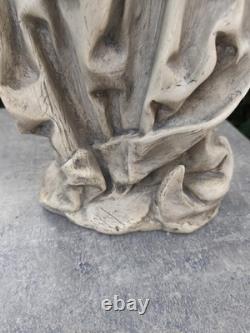 Statue ancienne Vierge à l'Enfant plâtre / pierre reconstituée 70 cm