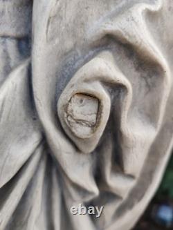 Statue ancienne Vierge à l'Enfant plâtre / pierre reconstituée 70 cm