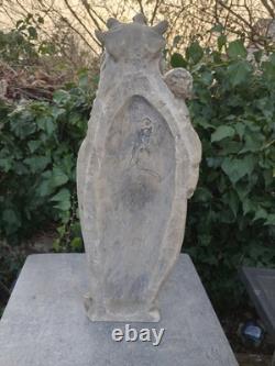 Statue ancienne Vierge à l'Enfant plâtre / pierre reconstituée 70 cm