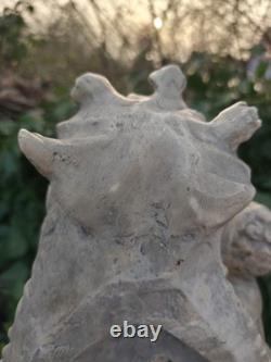 Statue ancienne Vierge à l'Enfant plâtre / pierre reconstituée 70 cm