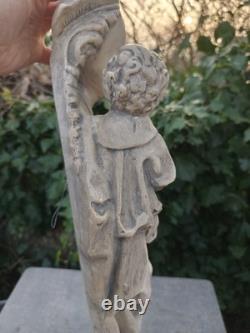 Statue ancienne Vierge à l'Enfant plâtre / pierre reconstituée 70 cm