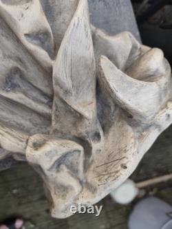 Statue ancienne Vierge à l'Enfant plâtre / pierre reconstituée 70 cm