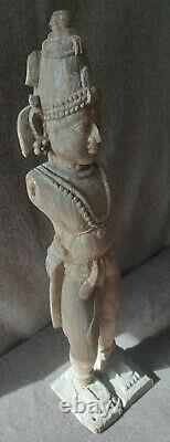 Statue ancienne en bois. Inde. Krichna. Vishnu. Carved wood statue. India