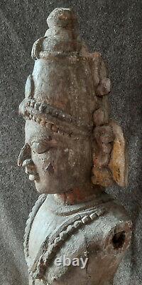 Statue ancienne en bois. Inde. Krichna. Vishnu. Carved wood statue. India