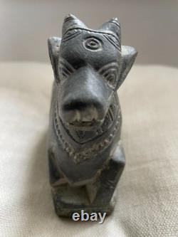 Statue ancienne en pierre Nandi, taureau sacré sculpture artisanale Inde, shiva