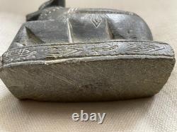 Statue ancienne en pierre Nandi, taureau sacré sculpture artisanale Inde, shiva