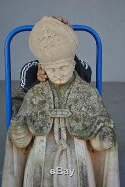 Statue ancienne en pierre représentation papale