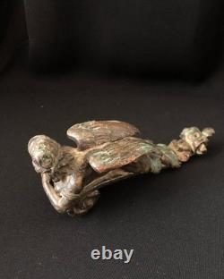 Statue ancienne figurine élément bronze style ancien décor ailes de déesse fé
