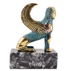 Statue ancienne mythologie grecque sphinx laiton 4,68 pouces-11,9 cm base mar