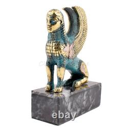 Statue ancienne mythologie grecque sphinx laiton 4,68 pouces-11,9 cm base mar