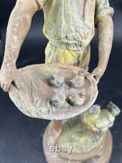 Statue ancienne régule signé Georges Omerth enfant a la Ferme sculpture 42 cm