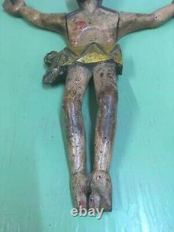 Statue ancienne religieuse Christ en bois