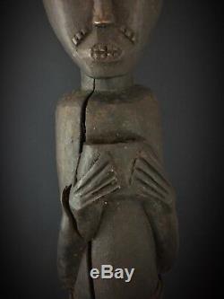 Statue bois ancienne Baoulé Art Afrique Africain Collection Objet Usuel 78 cm