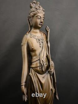 Statue bouddhiste guanyin sculpture Takamura Koun japonaise ancienne 15,1 pou