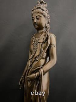 Statue bouddhiste guanyin sculpture Takamura Koun japonaise ancienne 15,1 pou