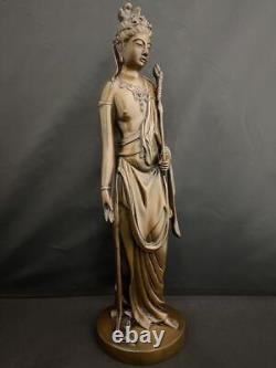 Statue bouddhiste guanyin sculpture Takamura Koun japonaise ancienne 15,1 pou