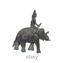 Statue bronze Asie. Sculpture Ancienne mythologie animal élephant et figure