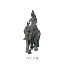 Statue bronze Asie. Sculpture Ancienne mythologie animal élephant et figure