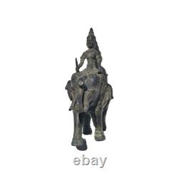 Statue bronze Asie. Sculpture Ancienne mythologie animal élephant et figure