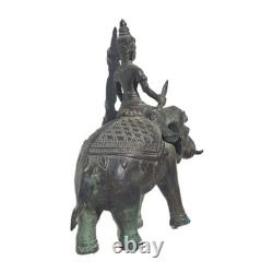 Statue bronze Asie. Sculpture Ancienne mythologie animal élephant et figure