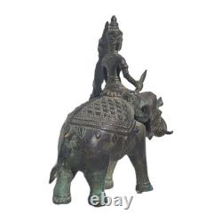 Statue bronze Asie. Sculpture Ancienne mythologie animal élephant et figure