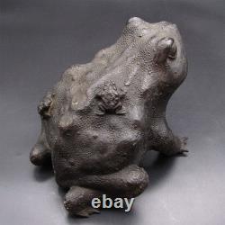 Statue crapaud grenouille en laiton sculpture H7 pouces Japon cuivre ancien