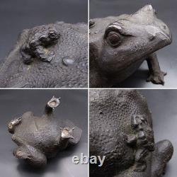 Statue crapaud grenouille en laiton sculpture H7 pouces Japon cuivre ancien
