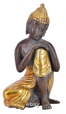 Statue de Bouddha ancienne sculpture en métal idole de Bouddha en laiton blan
