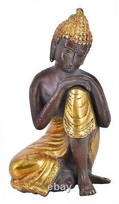 Statue de Bouddha ancienne sculpture en métal idole de Bouddha en laiton blan