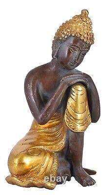 Statue de Bouddha ancienne sculpture en métal idole de Bouddha en laiton blan