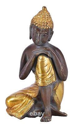 Statue de Bouddha ancienne sculpture en métal idole de Bouddha en laiton blan