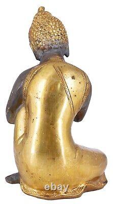 Statue de Bouddha ancienne sculpture en métal idole de Bouddha en laiton blan