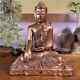 Statue De Bouddha En Bois Thaïlande Doré à La Feuille Siddharta Sculpture Ancien