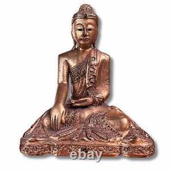 Statue de Bouddha en bois Thaïlande doré à la feuille Siddharta sculpture ancien