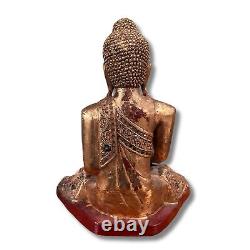 Statue de Bouddha en bois Thaïlande doré à la feuille Siddharta sculpture ancien