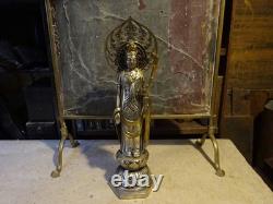 Statue de bouddhisme guanyin en laiton sculpture H15 pouces Japon ancienne