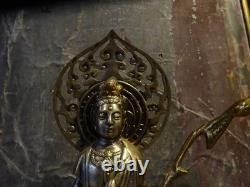 Statue de bouddhisme guanyin en laiton sculpture H15 pouces Japon ancienne