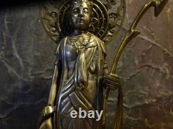 Statue de bouddhisme guanyin en laiton sculpture H15 pouces Japon ancienne