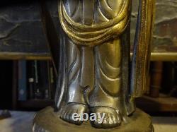 Statue de bouddhisme guanyin en laiton sculpture H15 pouces Japon ancienne