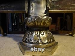 Statue de bouddhisme guanyin en laiton sculpture H15 pouces Japon ancienne