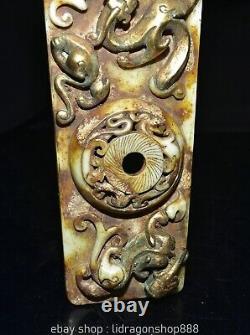 Statue de jeton de bête de licorne en jade Hetian naturel chinois ancien de 12