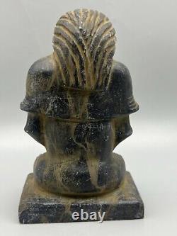 Statue de sculpture ancienne du Proche-Orient, homme assis en position tarifaire